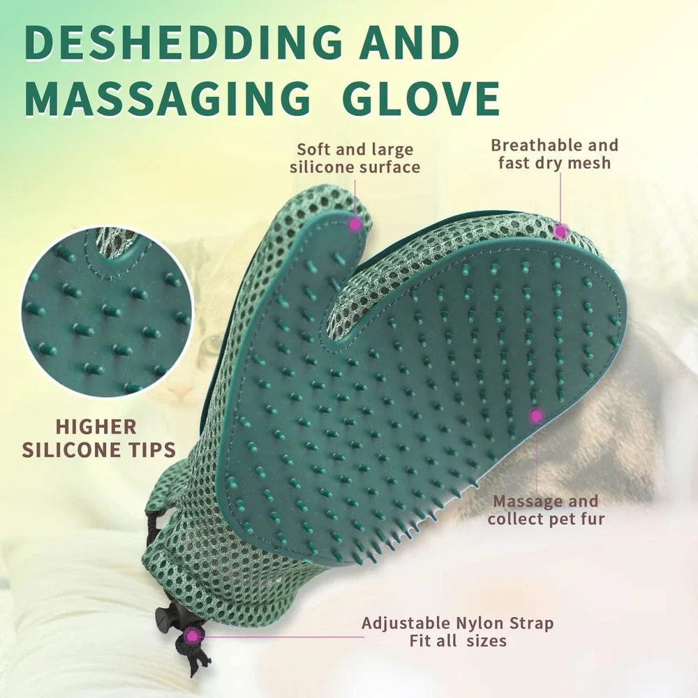 Mollypaws 2 In 1 Cat dog Glove & Pet Fur Remover Glove, Pet Hair Remover Mitt
